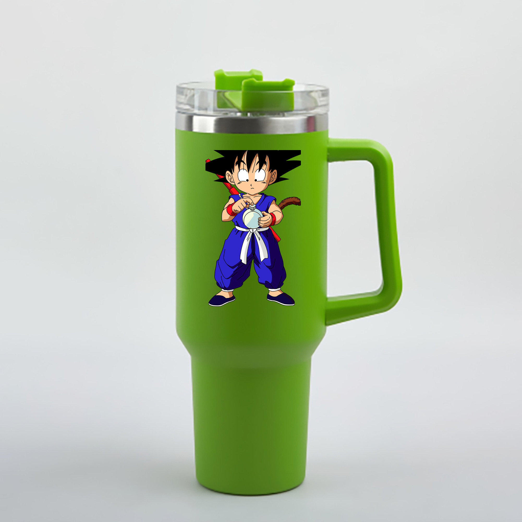 （画像用） ドラゴンボール 孫悟空（そん ごくう）Son Goku カカロット DRAGON BALL Kakarotto 1200mL車用タンブラー - クリスタルステッカー（プラスチックストロー付き）